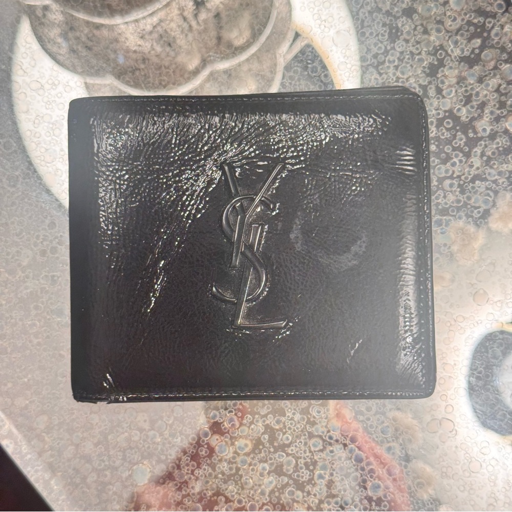 Saint Laurent Black Patent Leather Money Clip Wallet with YSL Logo - Picture 2 of 6